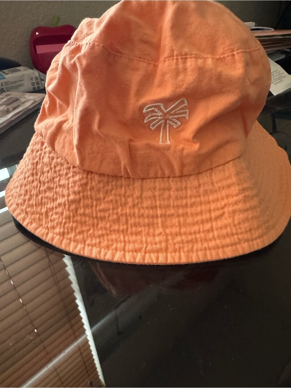 Orange Palm Tree Embroidered Bucket Hat